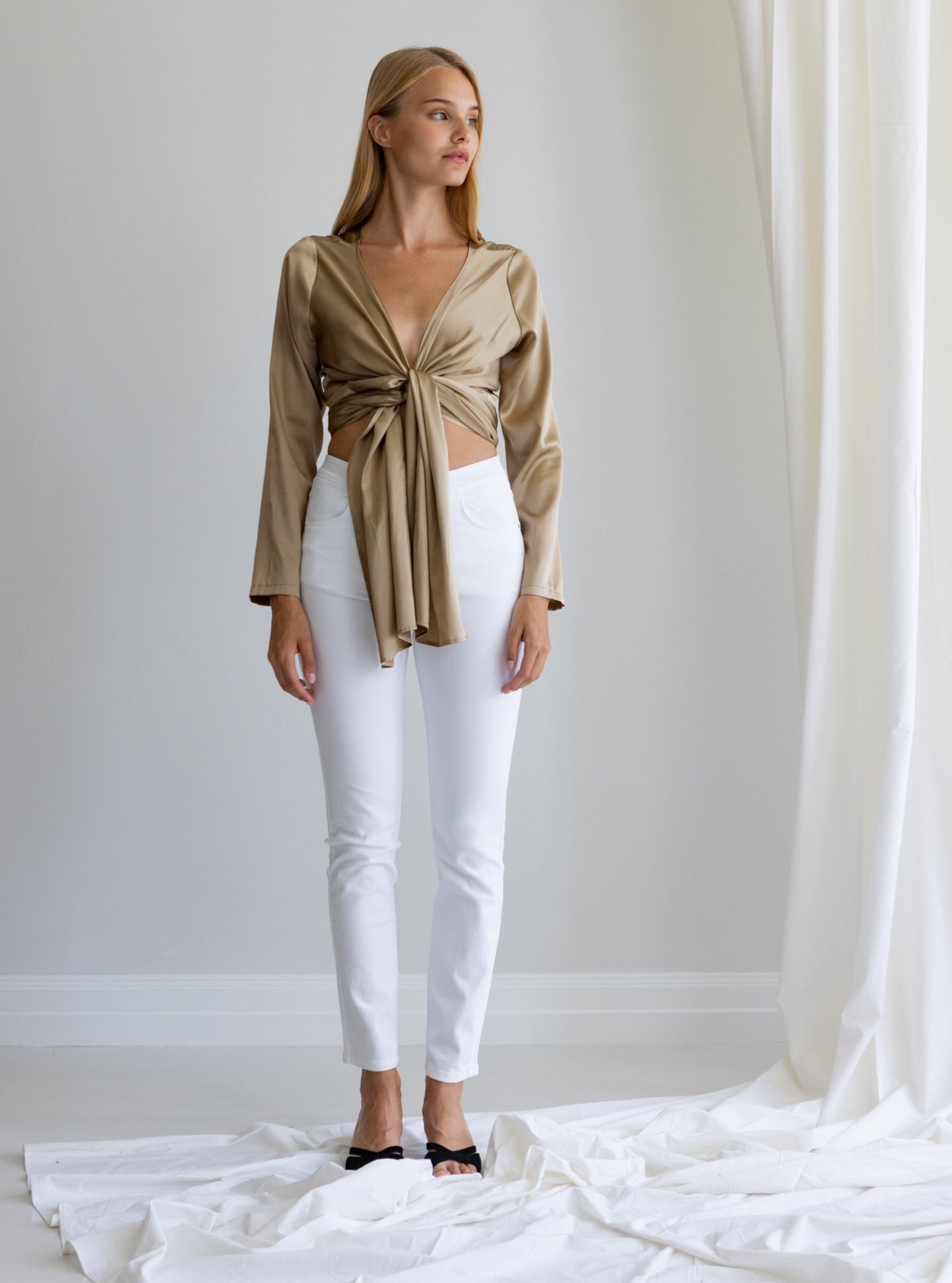 ARIEL SILK BLOUSE, CHAMPAGNE