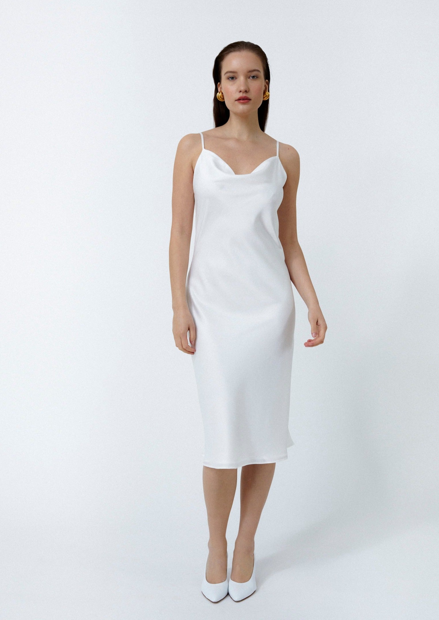 Zara satin effect slip dress white sz xs/m – Dress Rental NZ