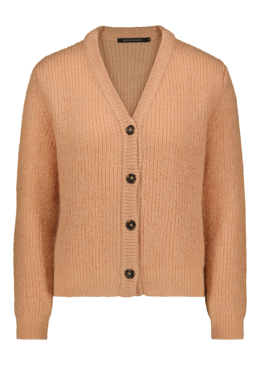 KIA MOHAIR CARDIGAN, CARAMEL