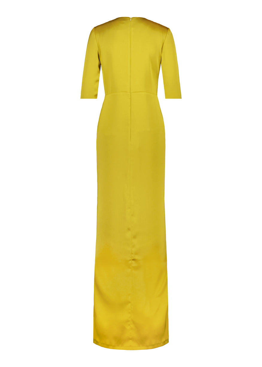 LANA EVENING DRESS, OLD YELLOW