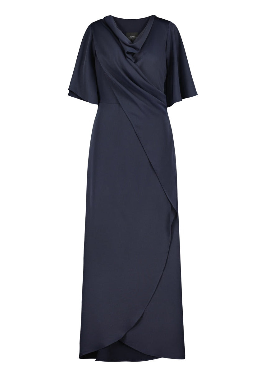 VENLA EVENING DRESS, DARK BLUE