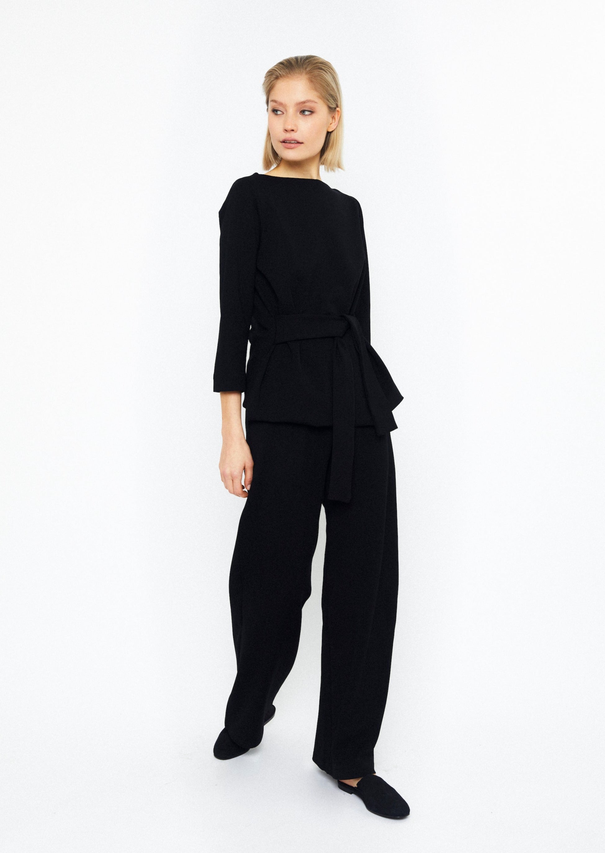 KNOT JERSEY TOP, BLACK