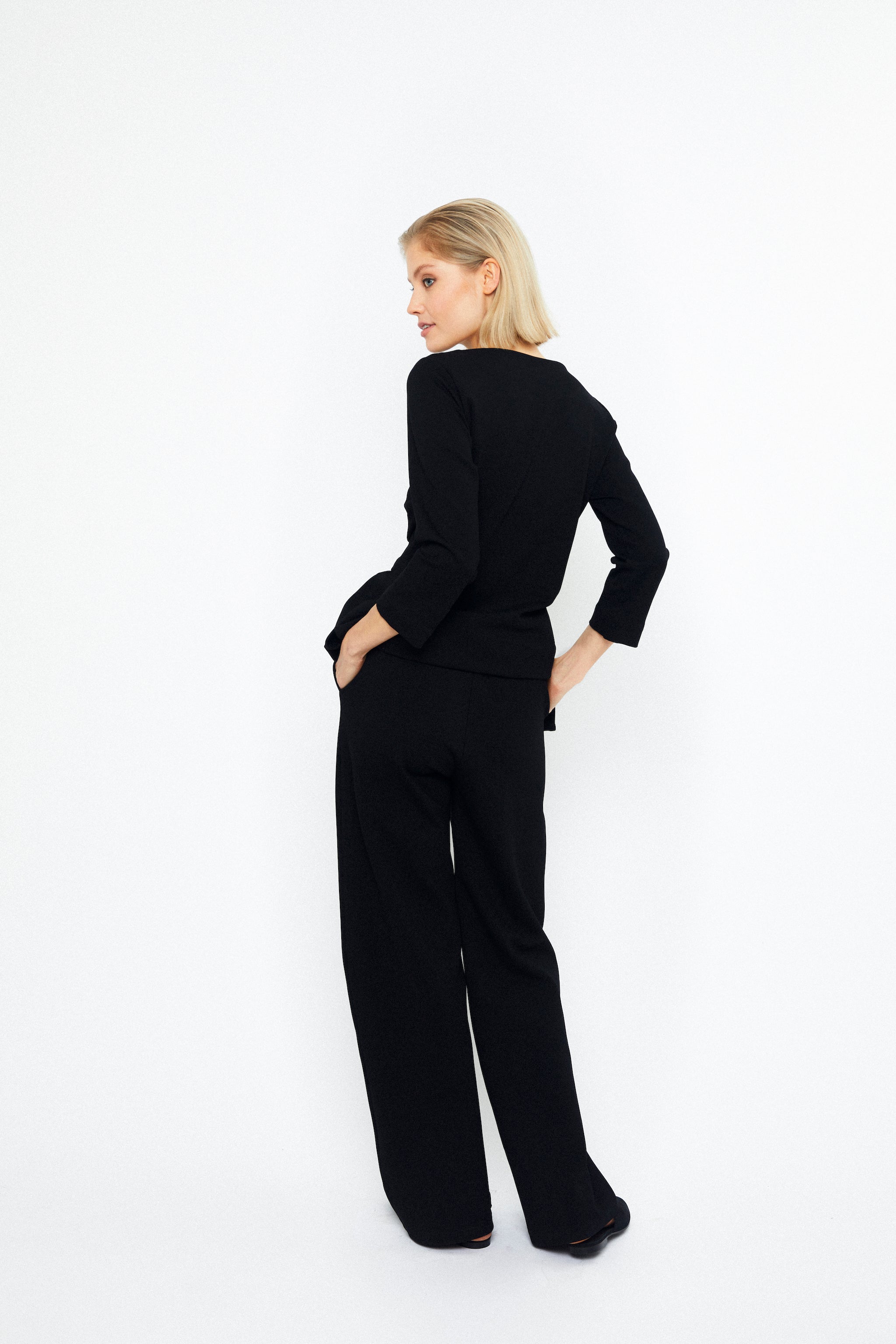KNOT JERSEY TOP, BLACK
