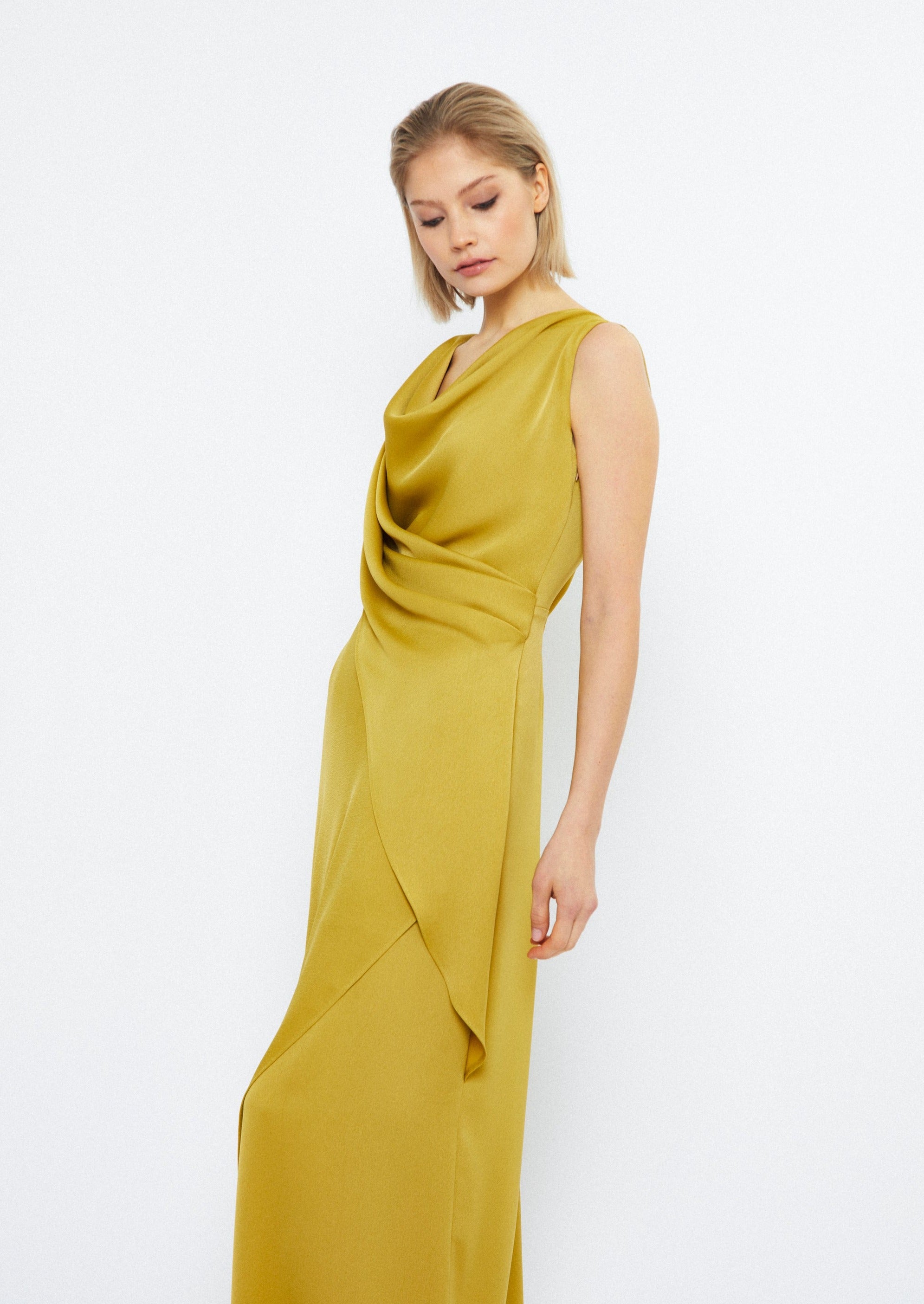 VIOLA EVENING DRESS, OLD YELLOW