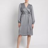 EMILY SATIN DRESS, Silver