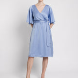 INGA SATIN DRESS, Bluebell