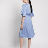 INGA SATIN DRESS, Bluebell