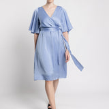 INGA SATIN DRESS, Bluebell