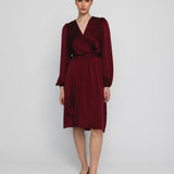 EMILY SATIN DRESS, Deep red