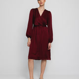 EMILY SATIN DRESS, Deep red