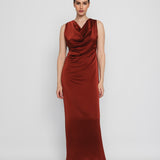 THELMA EVENING DRESS, Rust