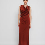THELMA EVENING DRESS, Rust