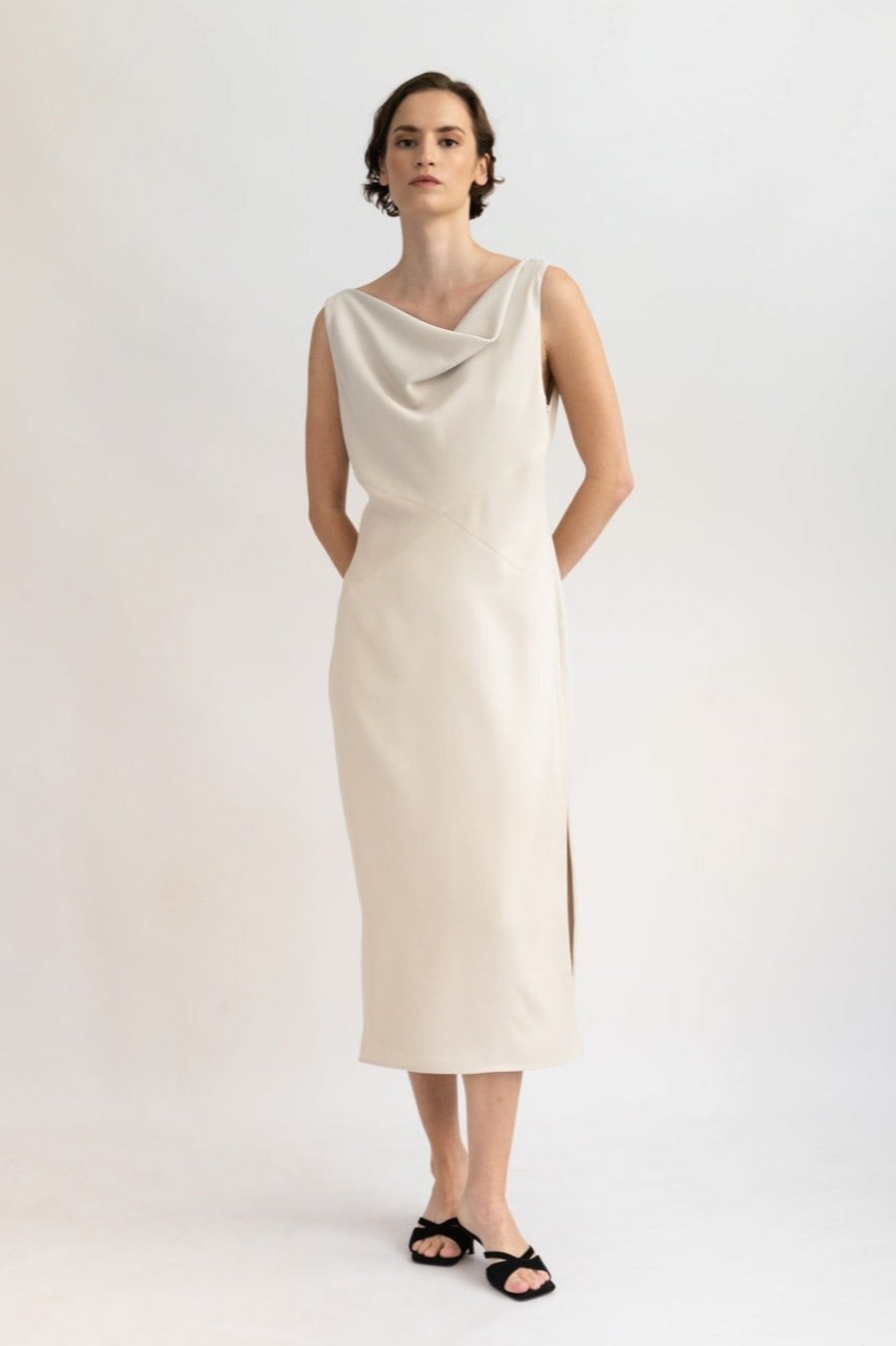 IVY MIDI DRESS, Bone