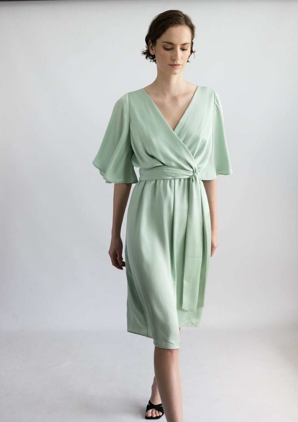 INGA SATIN DRESS, Light green