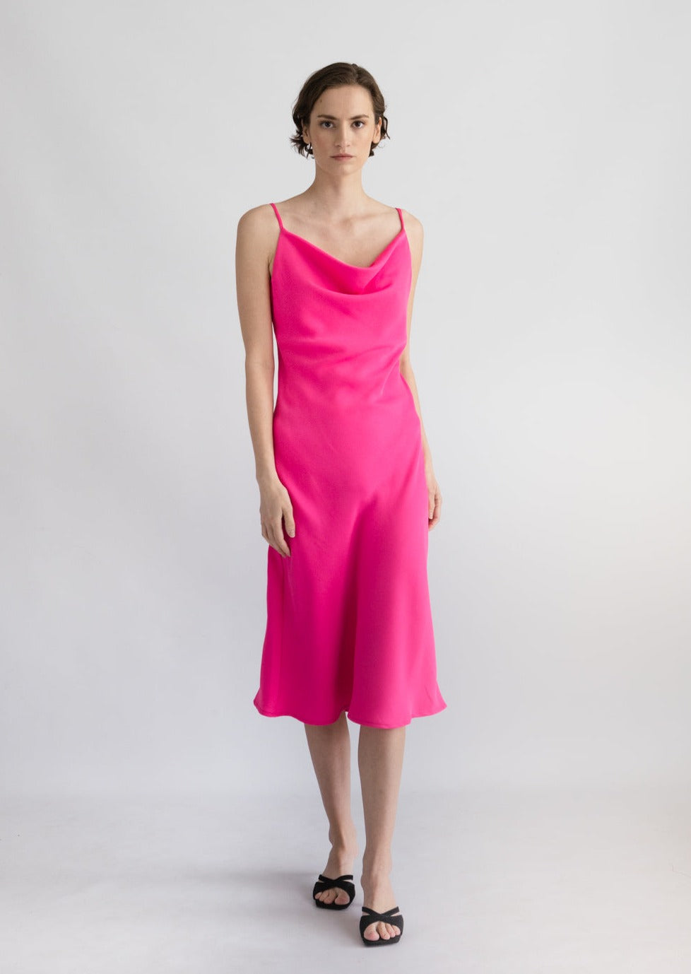 WAVE COCKTAIL DRESS, Hot pink