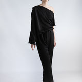 SORROW SATIN JUMPSUIT, Black