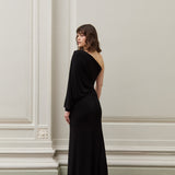 SHOULDER EVENING DRESS, Black