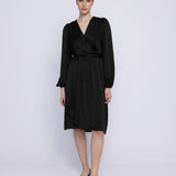EMILY SATIN DRESS, Black