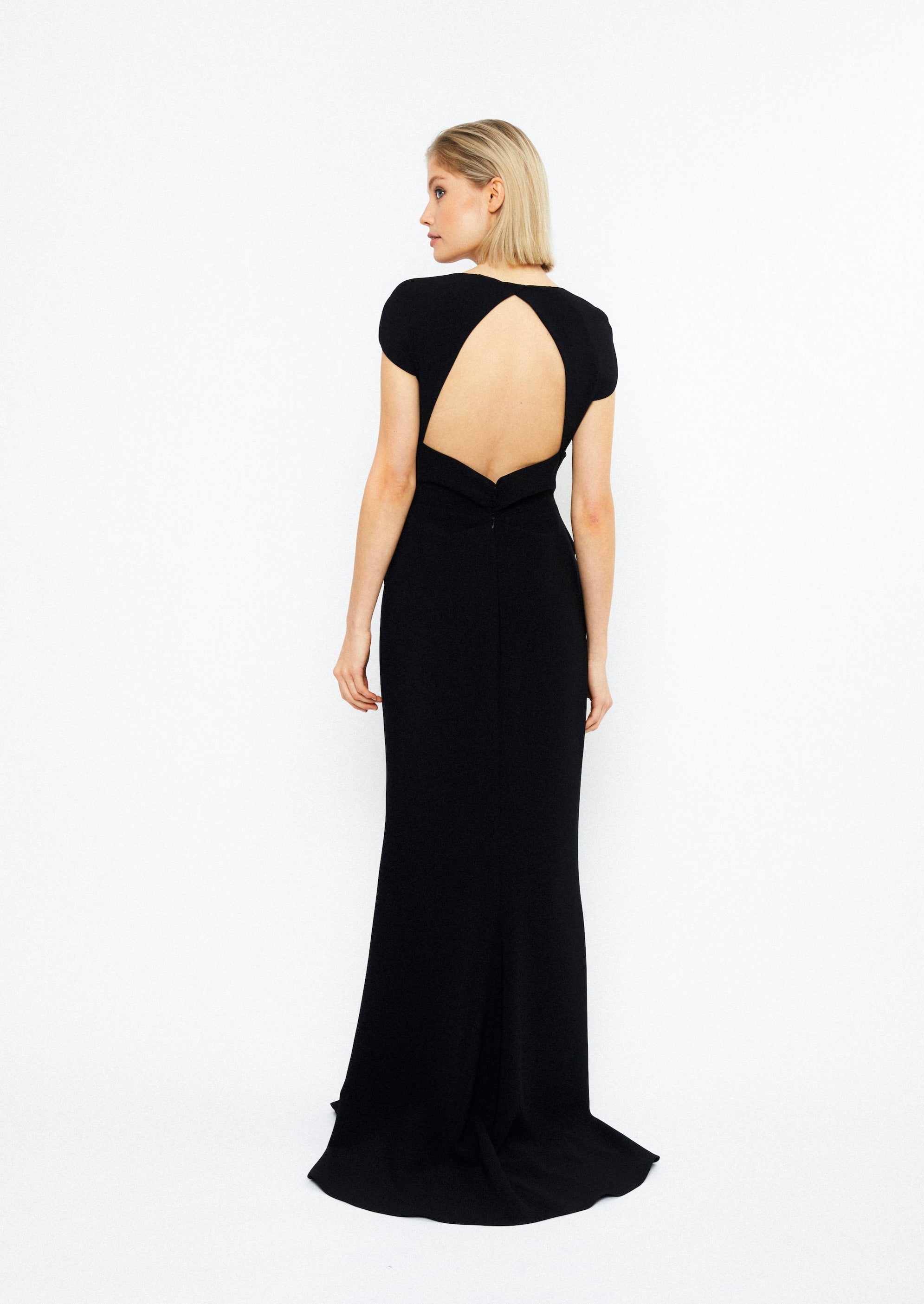 Black bardot cheap evening dress