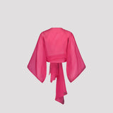 BOW SILK ORGANZA JACKET, Fuchsia