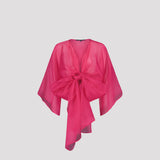 BOW SILK ORGANZA JACKET, Fuchsia