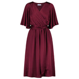 INGA SATIN DRESS, Deep red