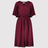 INGA SATIN DRESS, Deep red