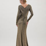 LIZZ EVENING DRESS, Glitter gold