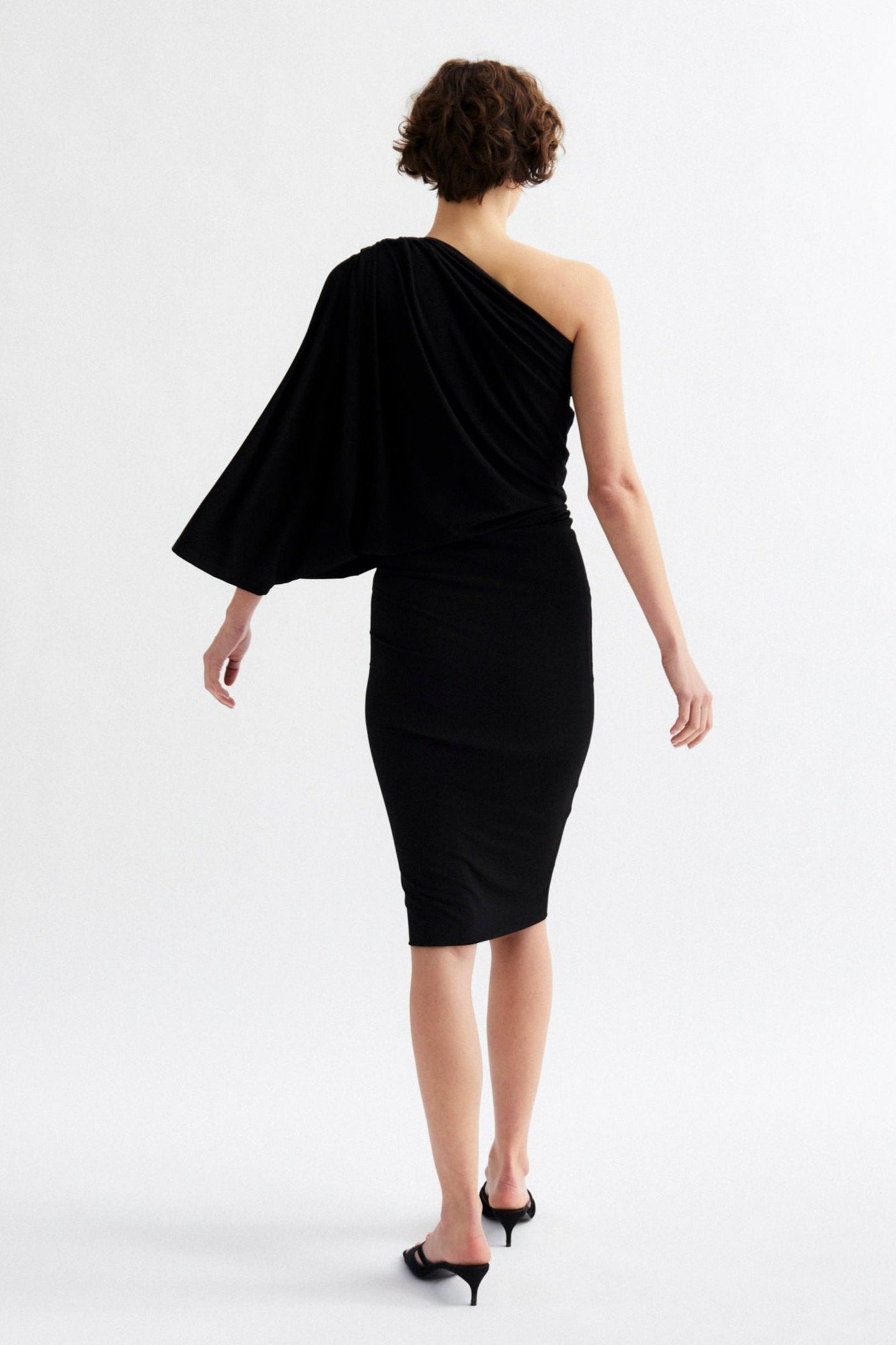 SHOULDER DRESS, BLACK