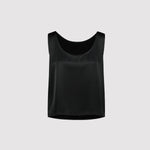 Black tank top on a light gray background