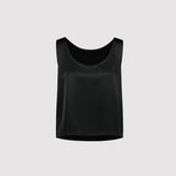 Black tank top on a light gray background