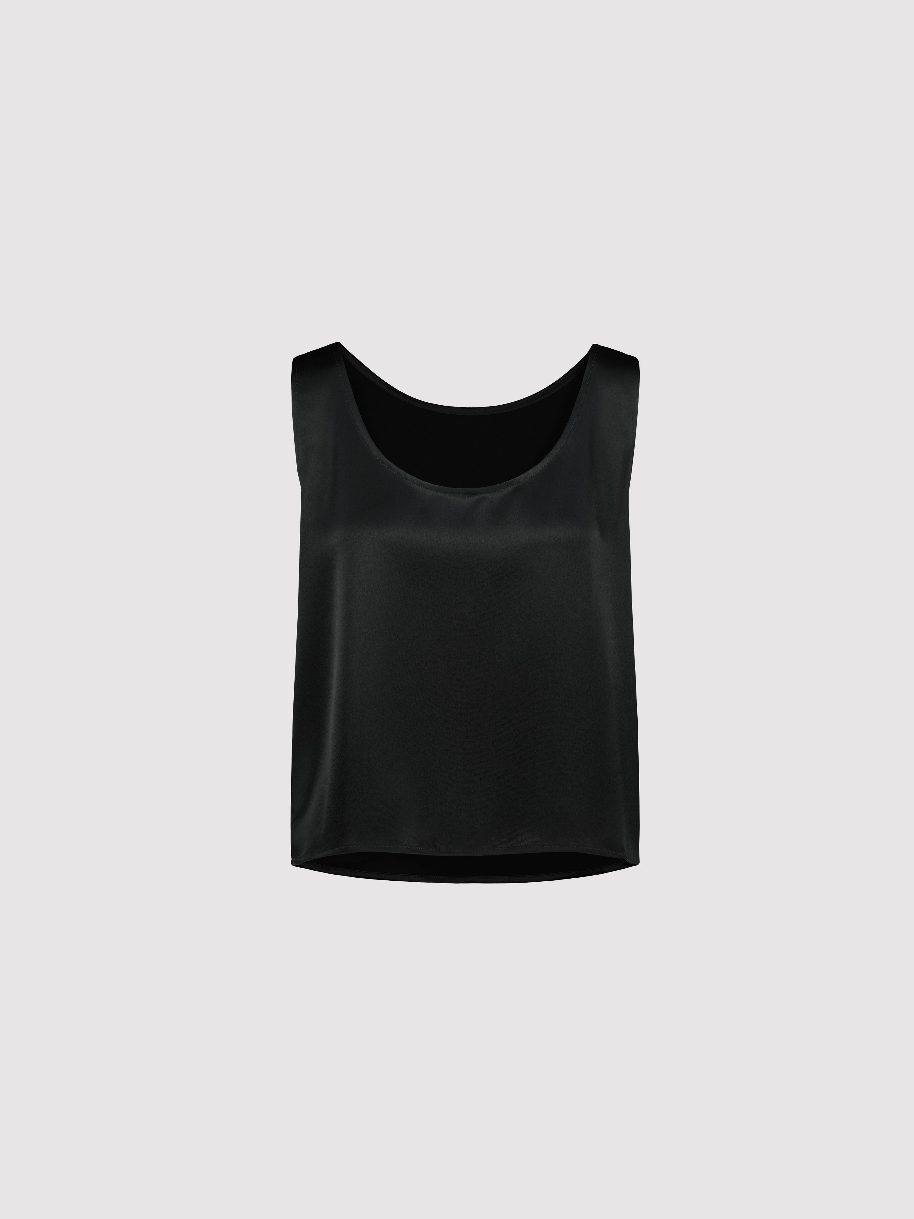 Black tank top on a light gray background