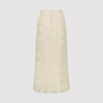 Beige pleated skirt on a light gray background