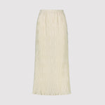 Beige pleated skirt on a light gray background