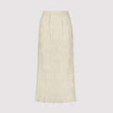 Beige pleated skirt on a light gray background