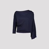 SORROW SATIN BLOUSE, Dark blue