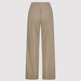 Beige wide-leg pants on a light gray background