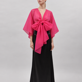 BOW SILK ORGANZA JACKET, Fuchsia