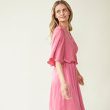 INGA SATIN DRESS, Rose