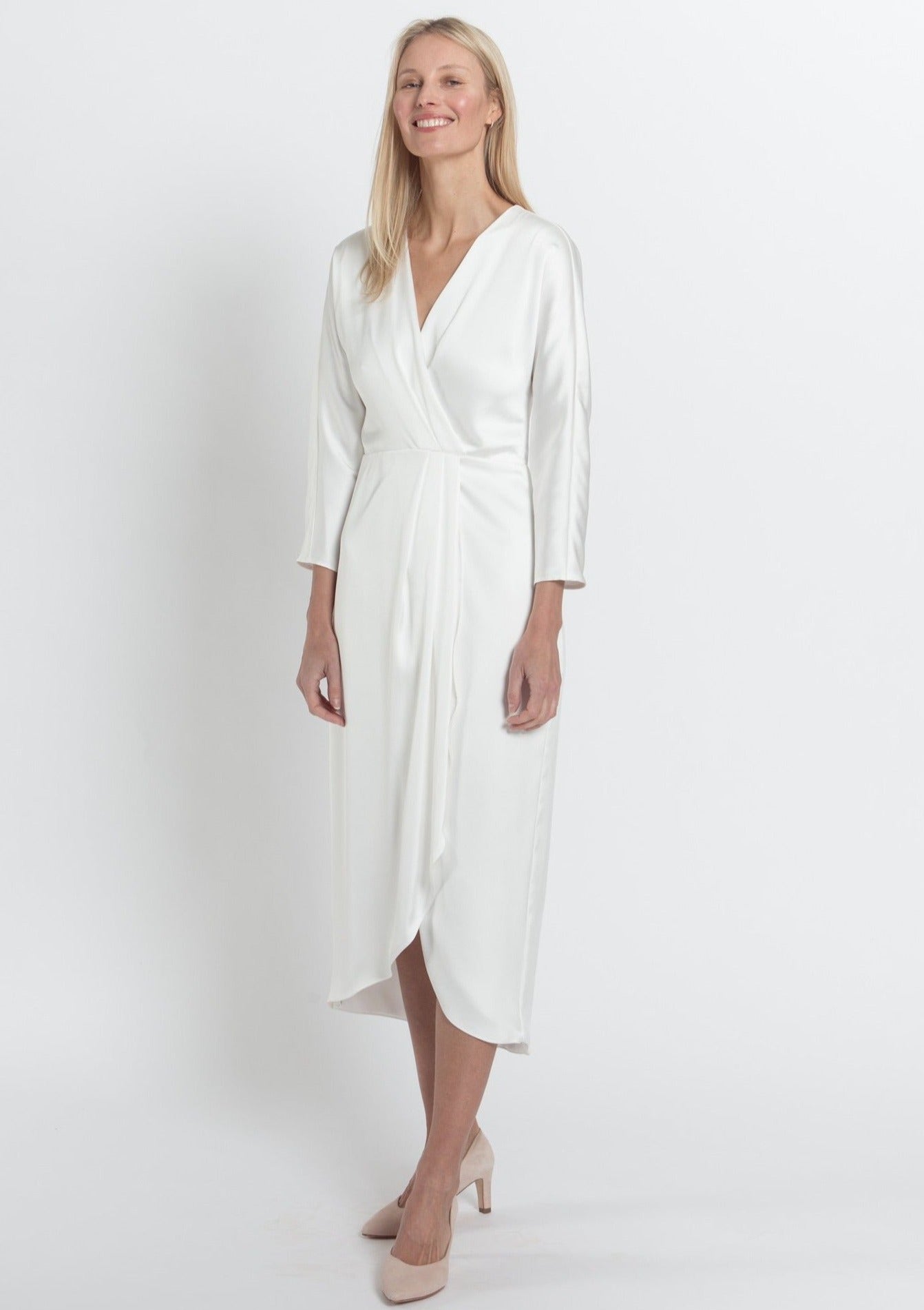 SCARLETT SATIN DRESS, WHITE