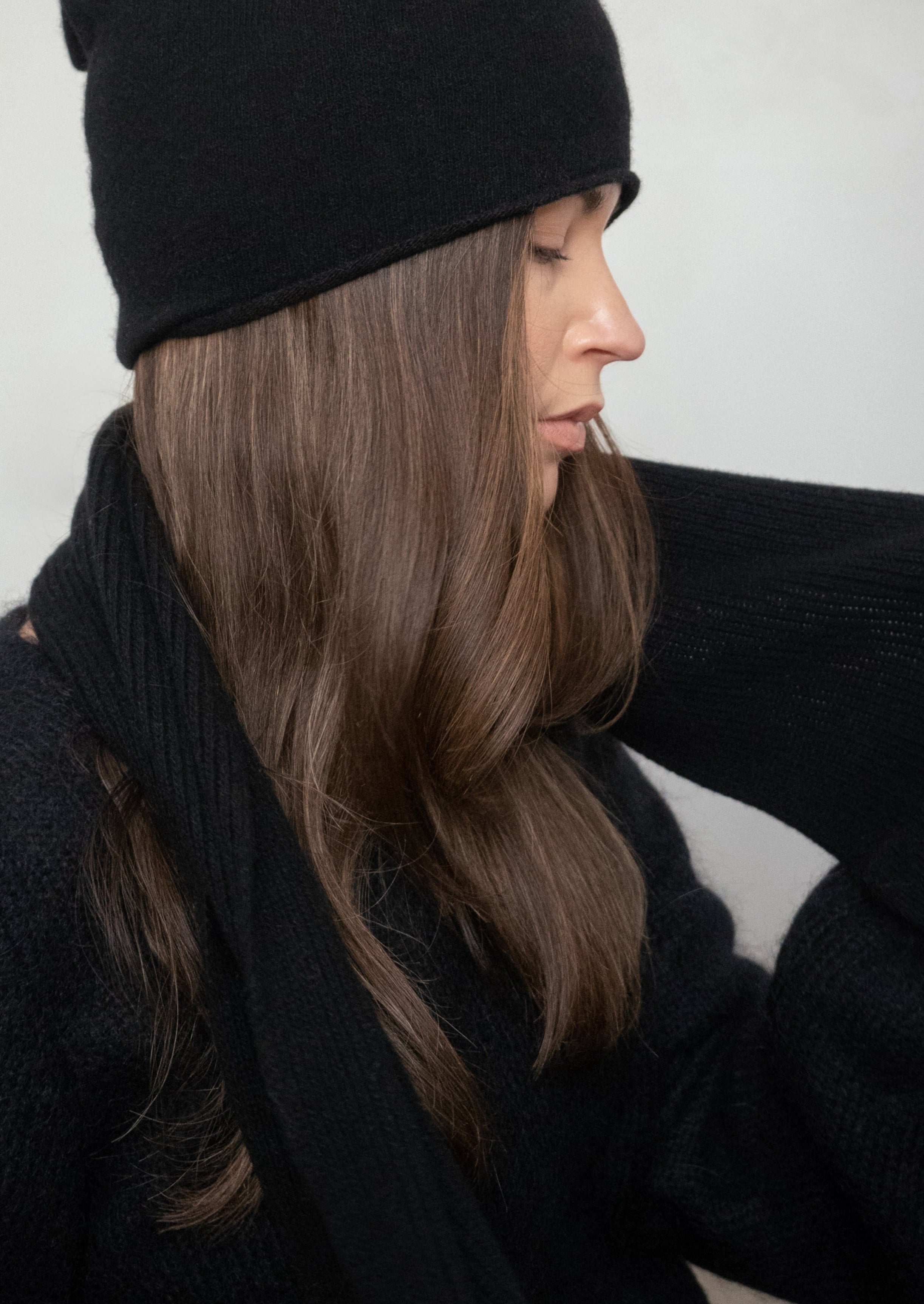 RIBBED CASHMERE SCARF, Black