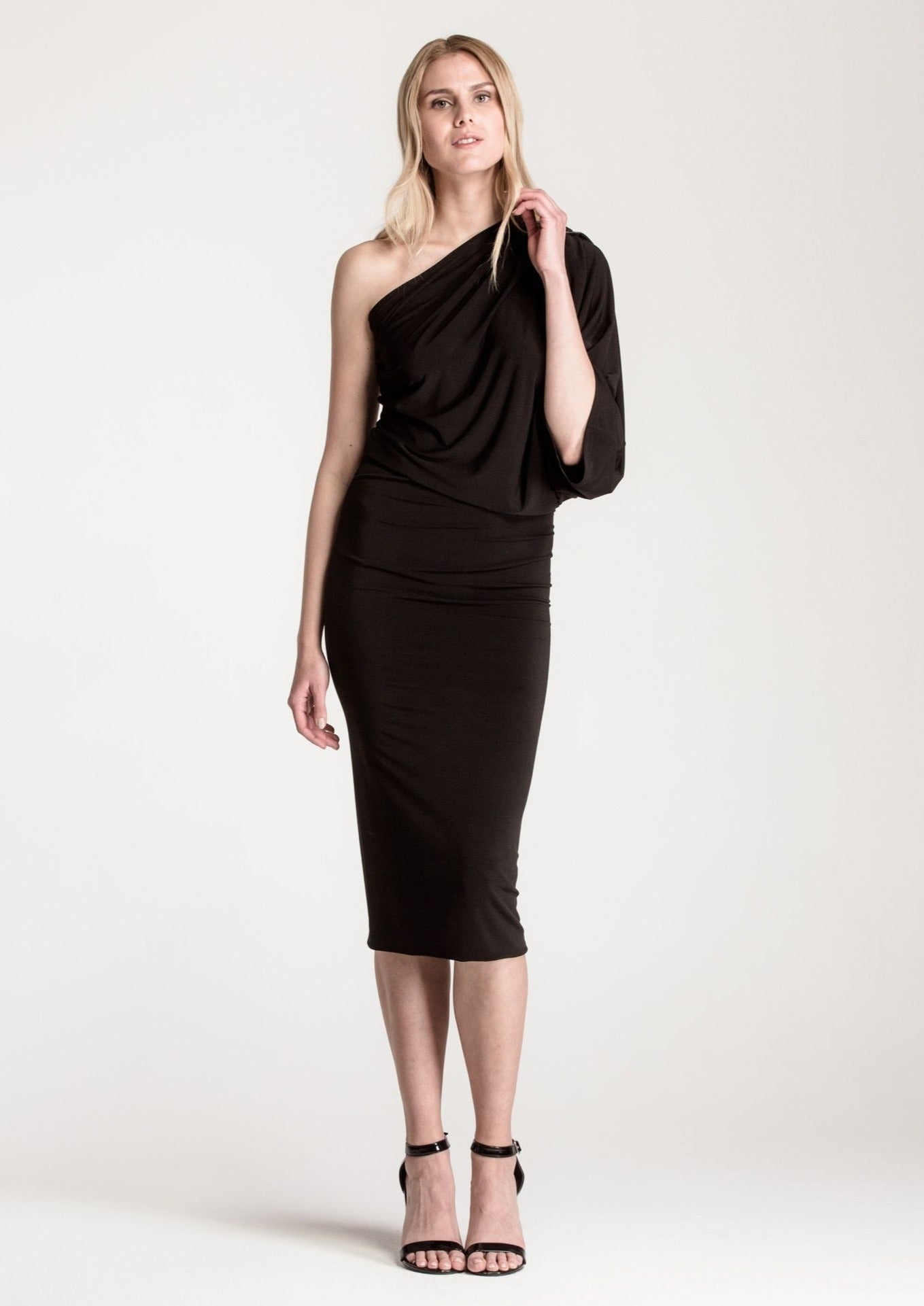 SHOULDER DRESS, BLACK